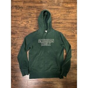 American Eagle Pullover Womens Green Hoodie Front Pocket Drawstring Soft Sz:xs